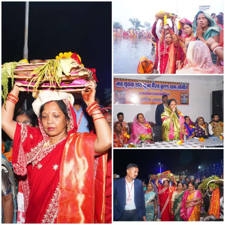 *छठ पूजा पर्व पर मुख्यमंत्री की धर्मपत्नी श्रीमती कौशल्या साय ने कई जगहों पर की पूजा अर्चना, कुनकुरी ,भैरव कुंड धाम, जाताकोना और दुलदुला में हुआ आयोजन..……*