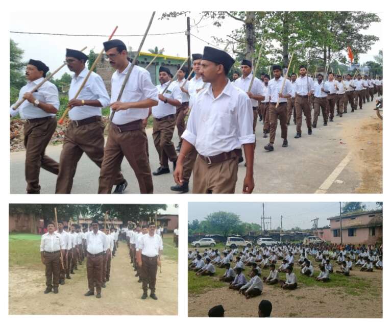 *राष्ट्रीय स्वयं सेवक संघ का दोकड़ा में पथ संचलन कार्यक्रम सम्पन्न, पूर्व सैनिक बने मुख्य अतिथि, फूल बरसा कर नगर वासियों ने किया स्वागत….*