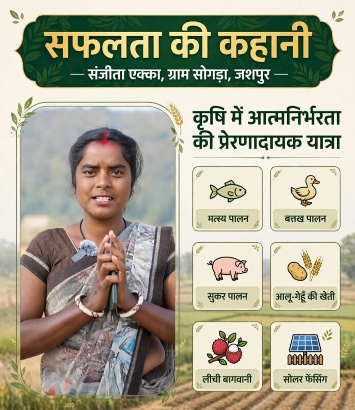 धान की पारंपरिक खेती से आगे बढ़कर मत्स्य, बत्तख और सुकर पालन से संजीता एक्का ने लिखी आत्मनिर्भरता की नई कहानी….